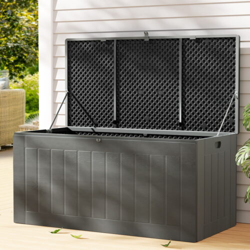Gardeon Outdoor Storage Box 830L Container Lockable Garden Bench Tool Shed Black - Image 7
