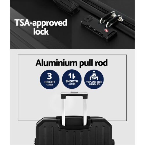 Wanderlite 28-inch Luggage Set with TSA Lock�ABS Hard Shell Travel Suitcase Organiser Luggage Case Black - Image 4