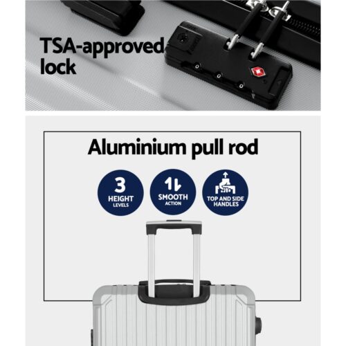 Wanderlite 28-inch Luggage Set with TSA Lock�ABS Hard Shell Travel Suitcase Organiser Luggage Case Light Grey - Image 4