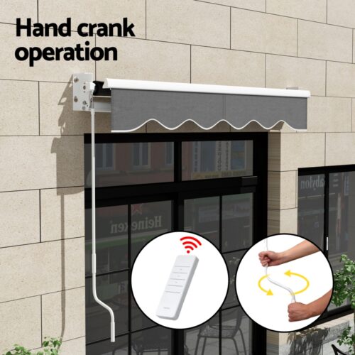 Instahut Retractable Folding Arm Awning Motorised Sunshade 2Mx1.5M Grey - Image 6