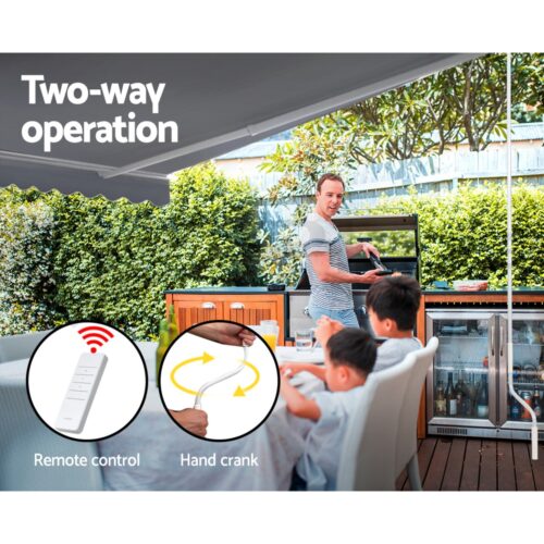Instahut Retractable Folding Arm Awning Motorised Sunshade 3Mx2.5M Pearl Grey - Image 4