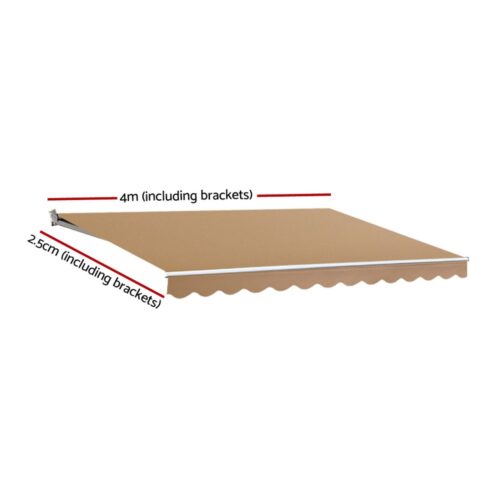 Instahut Retractable Folding Arm Awning Motorised Sunshade 4Mx2.5M Beige - Image 2