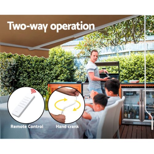 Instahut Retractable Folding Arm Awning Motorised Sunshade 4Mx2.5M Beige - Image 5