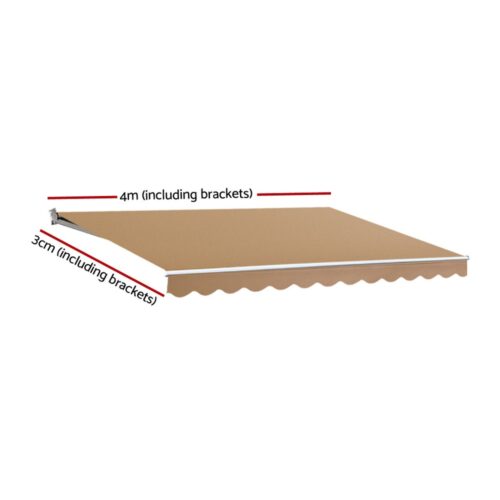 Instahut Retractable Folding Arm Awning Motorised Sunshade 4Mx3M Beige - Image 2