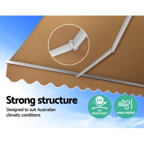 Instahut Retractable Folding Arm Awning Motorised Sunshade 4Mx3M Beige - Image 3