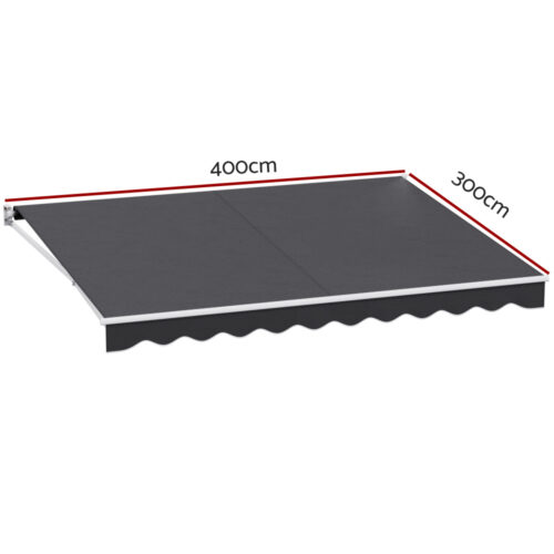 Instahut Retractable Folding Arm Awning Motorised Sunshade 4Mx3M Grey - Image 2