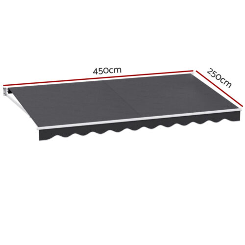 Instahut Retractable Folding Arm Awning Motorised Sunshade 4.5Mx2.5M Grey - Image 2
