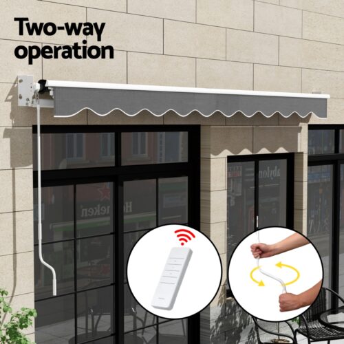 Instahut Retractable Folding Arm Awning Motorised Sunshade 4.5Mx3M Grey - Image 6