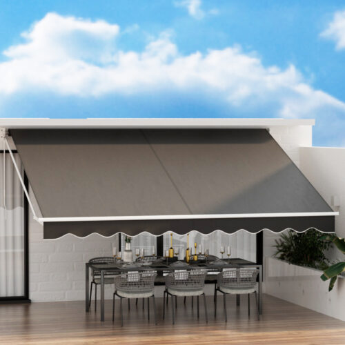Instahut Retractable Folding Arm Awning Motorised Sunshade 4.5Mx3M Grey - Image 7