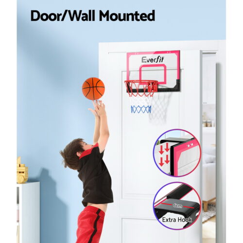 Everfit 23" Mini Basketball Hoop Backboard Door Wall Mounted Sports Kids Red - Image 4