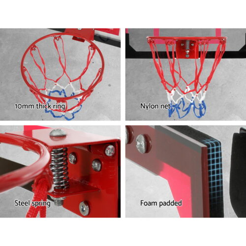 Everfit 23" Mini Basketball Hoop Backboard Door Wall Mounted Sports Kids Red - Image 6