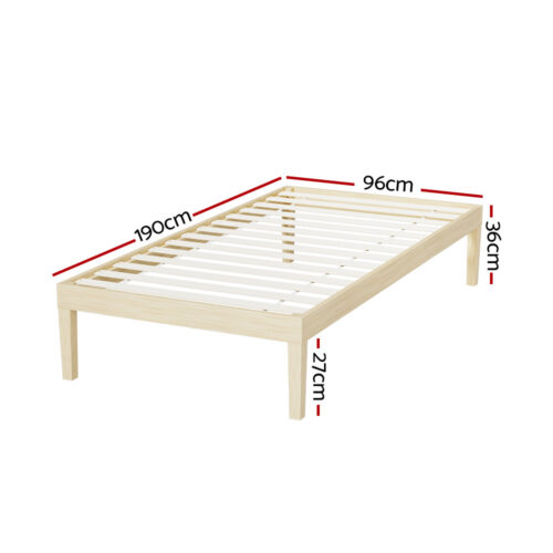 Artiss Bed Frame Single Size Wooden Base Mattress Platform Timber Pine BRUNO - Image 2