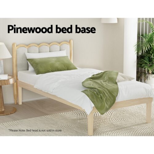 Artiss Bed Frame Single Size Wooden Base Mattress Platform Timber Pine BRUNO - Image 4