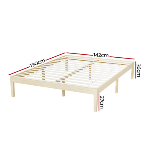 Artiss Bed Frame Double Size Wooden Base Mattress Platform Timber Pine BRUNO - Image 2