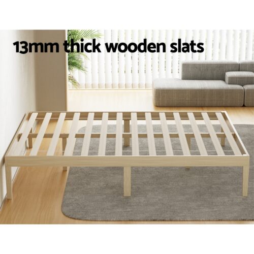 Artiss Bed Frame Double Size Wooden Base Mattress Platform Timber Pine BRUNO - Image 5