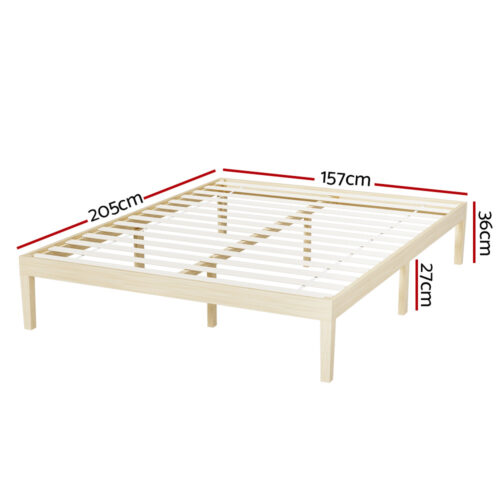 Artiss Bed Frame Queen Size Wooden Base Mattress Platform Timber Pine BRUNO - Image 2