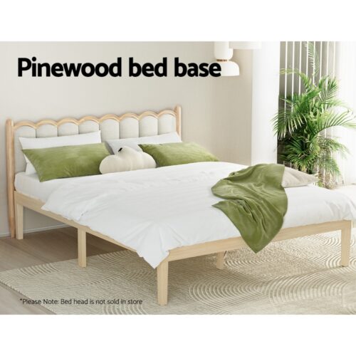 Artiss Bed Frame Queen Size Wooden Base Mattress Platform Timber Pine BRUNO - Image 4