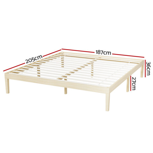 Artiss Bed Frame King Size Wooden Base Mattress Platform Timber Pine BRUNO - Image 2