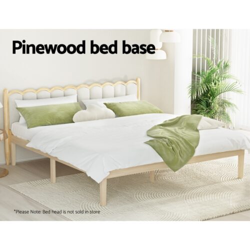 Artiss Bed Frame King Size Wooden Base Mattress Platform Timber Pine BRUNO - Image 4