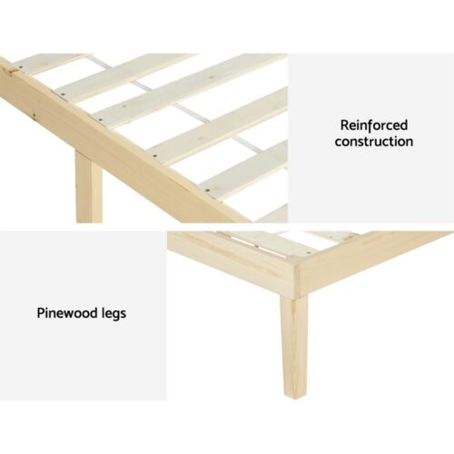 Artiss Bed Frame King Size Wooden Base Mattress Platform Timber Pine BRUNO - Image 6