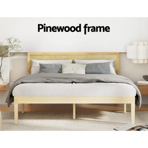 Artiss Bed Frame Double Size Wooden Base Mattress Platform Timber Pine YUMI - Image 4