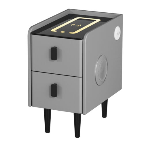 Artiss Smart Bedside Table 2 Drawers with Wireless Charging Ports LED Grey AIDA - Image 2
