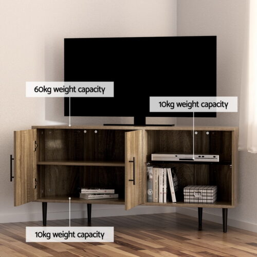 Artiss Corner Entertainment Unit Stand TV Cabinet Open Storage Shelf 120CM - Image 8