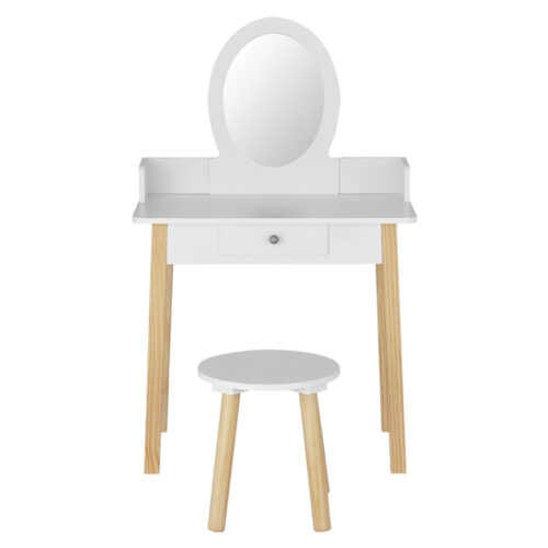 Keezi Kids Dressing Table Chair Set Wooden Leg Vanity Makeup Drawer Mirror - Image 5
