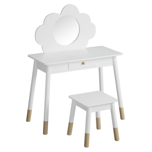 Keezi Kids Dressing Table Chair Set Vanity Makeup Wooden Leg Mirror Drawer - Image 3