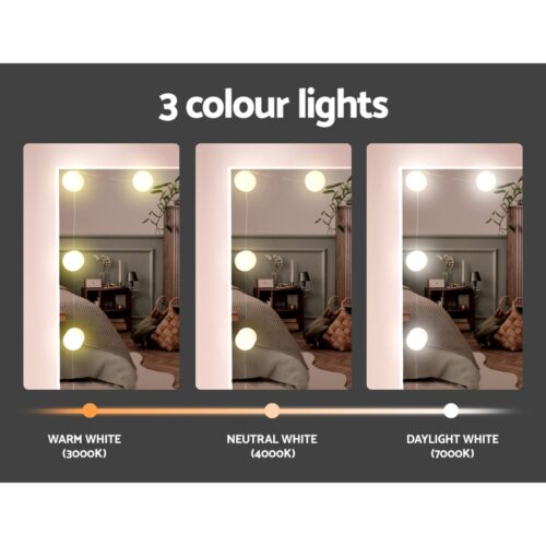 Artiss Dressing Table Set Stool 10 LED Bulbs White Dale - Image 3