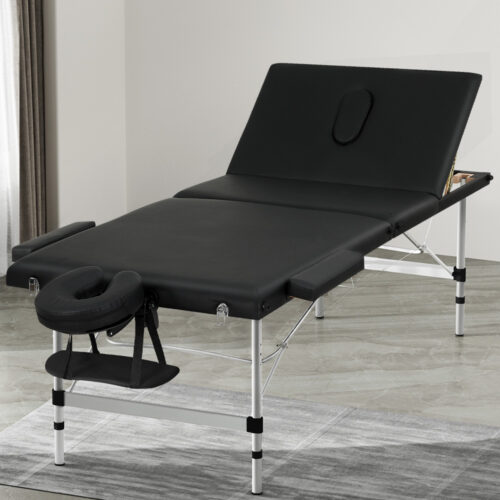 Zenses Massage Table 85cm Portable 3 Fold Aluminium Beauty Bed Black - Image 6