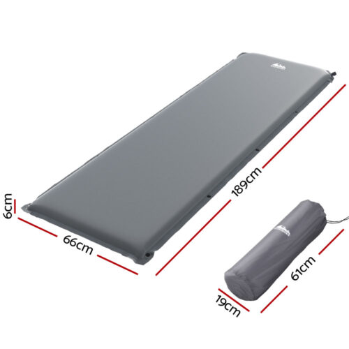 Weisshorn Self Inflating Mattress Camping Sleeping Mat Air Bed Pad Single Grey - Image 3