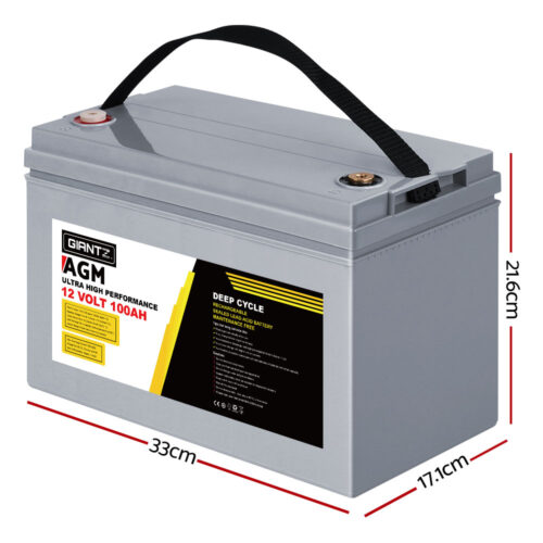 Giantz AGM Deep Cycle Battery 12V 100Ah x2 Box Portable Solar Caravan Camping - Image 2