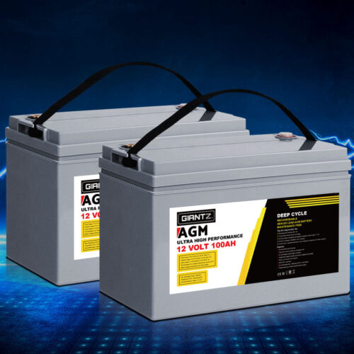 Giantz AGM Deep Cycle Battery 12V 100Ah x2 Box Portable Solar Caravan Camping - Image 7
