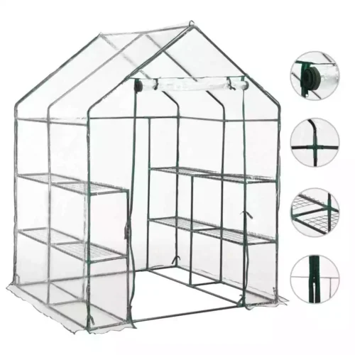 Greenhouse with 8 Shelves 143x143x195cm - Image 2