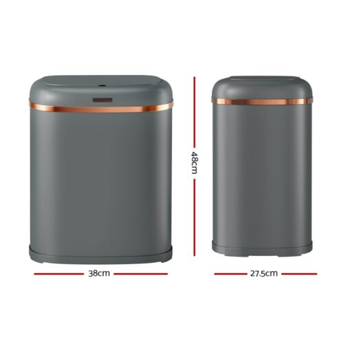 Devanti 38L Motion Sensor Bin Rubbish Automatic Grey - Image 3