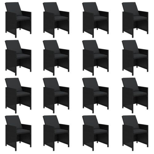 17-Piece Garden Dining Set with Cushions Poly Rattan Wicker Outdoor Patio Furniture Black - Image 4