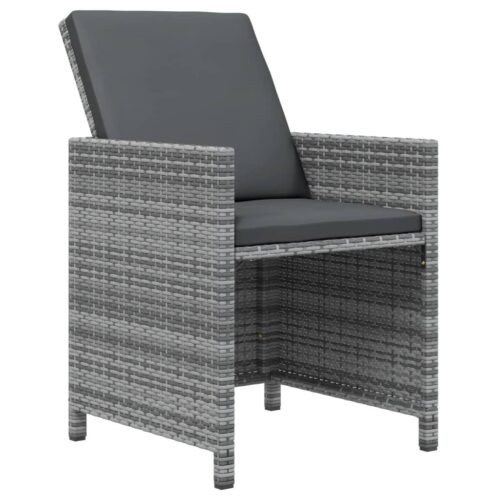 17-Piece Garden Dining Set with Cushions Poly Rattan Wicker Outdoor Patio Furniture Grey - Image 5
