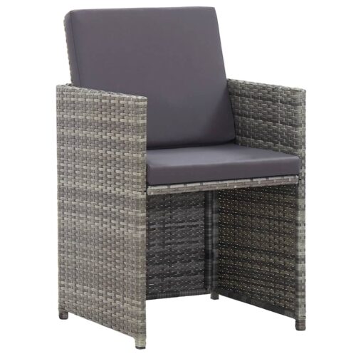 17-Piece Outdoor Dining Set with Cushions Poly Rattan Wicker Outdoor Patio Furniture Grey - Image 6