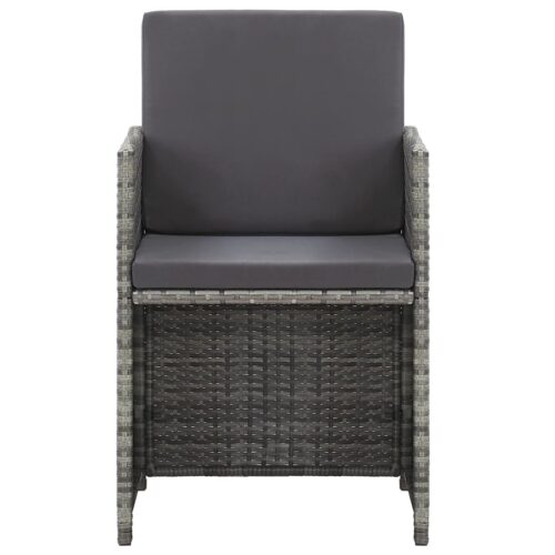 17-Piece Outdoor Dining Set with Cushions Poly Rattan Wicker Outdoor Patio Furniture Grey - Image 7