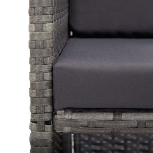 17-Piece Outdoor Dining Set with Cushions Poly Rattan Wicker Outdoor Patio Furniture Grey - Image 8