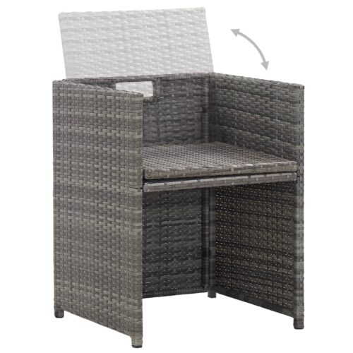 17-Piece Outdoor Dining Set with Cushions Poly Rattan Wicker Outdoor Patio Furniture Grey - Image 9