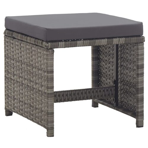 17-Piece Outdoor Dining Set with Cushions Poly Rattan Wicker Outdoor Patio Furniture Grey - Image 10