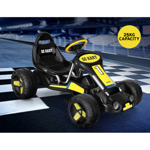 Rigo Kids Pedal Go Kart Ride On Toys Racing Car Plastic Tyre Black - Image 4