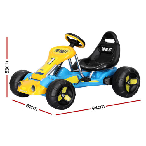 Rigo Kids Pedal Go Kart Ride On Toys Racing Car Plastic Tyre Blue - Image 2