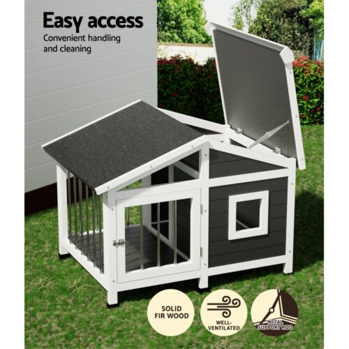 i.Pet Dog Kennel House Large Wooden Outdoor Pet Kennels Indoor Puppy Cabin Home - Image 5
