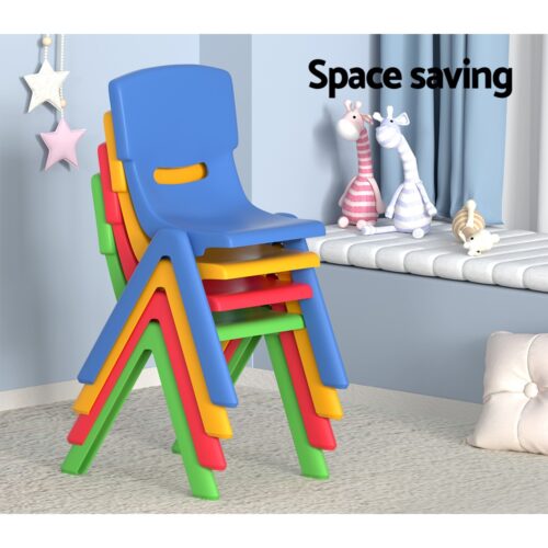 Keezi 9PCS Kids Table and Chairs Set Children Study Desk Furniture Plastic 8 Chairs - Image 5