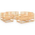 9-Piece Garden Lounge Set Pine Wood Outdoor Patio Furniture
