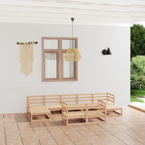 9-Piece Garden Lounge Set Pine Wood  Outdoor Patio Furniture - Image 2
