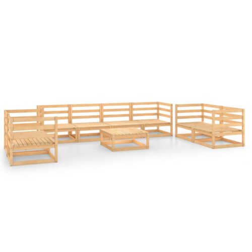 9-Piece Garden Lounge Set Pine Wood Outdoor Patio Furniture